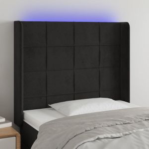 Cabecero con LED de terciopelo negro 83x16x118/128 cm eso7349