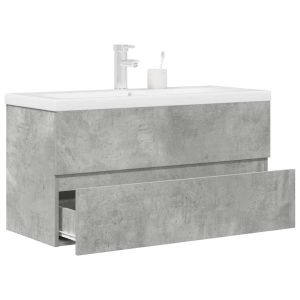 Set muebles de baño 2 piezas madera contrachapada gris hormigón esb7966