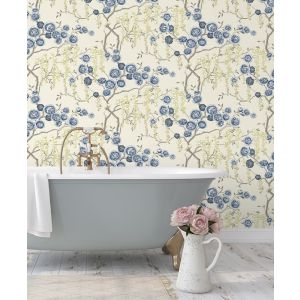 Papel pintado gaulan   rosas azules y amarillas  5.23m²