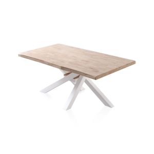 Mesa de comedor fija con patas metálicas 180x100 cm xena roble - blanco