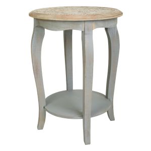 Mesa auxiliar de madera artesanal gris45x45x60h cm