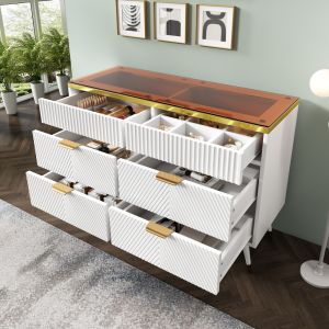Cajonera para dormitorio con 6 cajones blanco 76x120x40cm