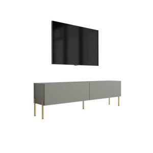 Mueble tv moderno - verde aloe - patas doradas - 140x52x32 cm