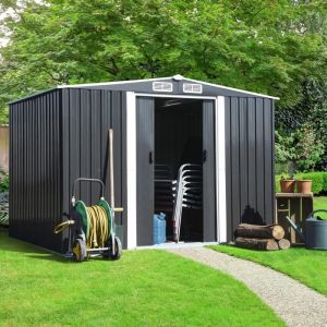 Cobertizo de jardín de acero galvanizado gris - 5,3 m²