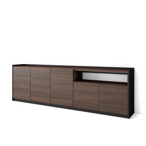 Aparador para salón, 260x37x80cm, roble oscuro y negro rf4252