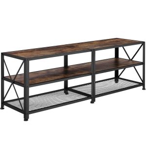 Mueble bajo para televisor, madera industrial oscura, rústica