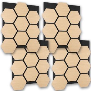 Tectake 4 paneles de pared, mdf, fieltro absorbente, 76x62x1,8 cm, roble