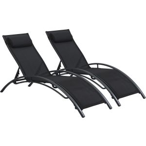 Juego de 2 tumbonas beauty "phoenix" de aluminio negro