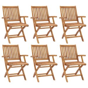 vidaXL sillas de jardín plegables 6 unidades madera maciza de teca