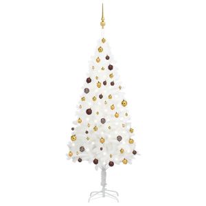 vidaXL árbol de navidad preiluminado con luces y bolas blanco 180 cm