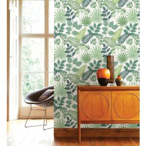 Papel pintado gaulan   de flores y hojas  verde y 5.23m²