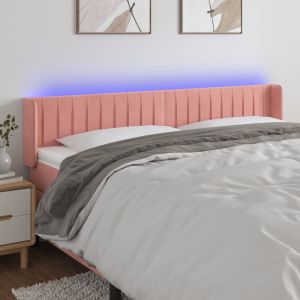 Cabecero con LED de terciopelo rosa 203x16x78/88 cm eso7696