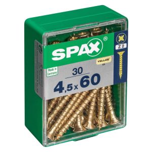 Caja 30 unid. Tornillo madera cabeza plana yellox 4,5x60mm
