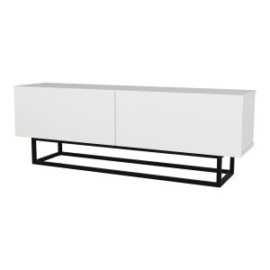 Mueble de tv nolven con 2 puertas base corta 135x32x47 cm blanco [en.casa]
