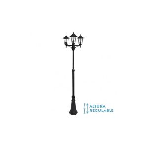 Auriga street light 3xe27 aluminium / crystal black