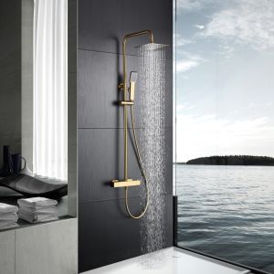 Conjunto ducha termostático art oro cepillado-imex
