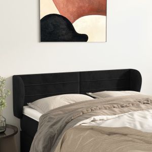 Cabecero de terciopelo negro 147x23x78/88 cm eso7710