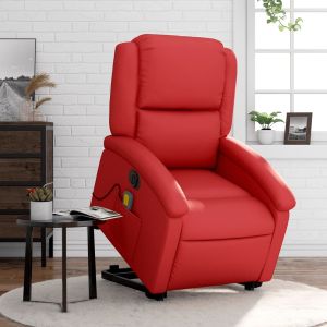 Sillón de majaje elevable eléctrico cuero artificial rojo qweo7949