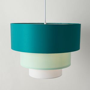 Lámpara colgante textil moderna 3 niveles tela verde , 38x30cm E27