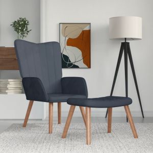 Sillón de relax con taburete terciopelo gris oscuro qweo2842