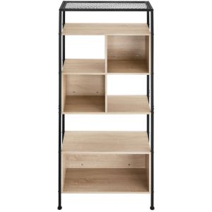 Estantería industrial 4 baldas 8 espacios 75x31x170,5 cm madera clara