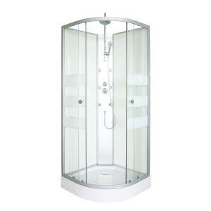 Cabina de ducha hidromasaje amelia blanca - en kit - cuarto de círculo 80cm