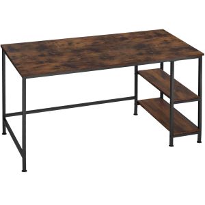 Escritorio estilo industrial 2 estantes 120x60x75,5 cm madera oscura