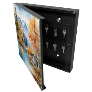 Caja guarda llaves 30x30x5 otoño en la montaña, apertura izquierda