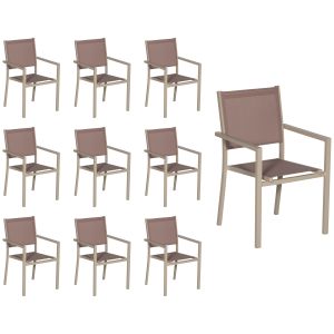 Pack de 10 sillas de aluminio color topo textileno topo