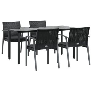 vidaXL juego comedor jardín 5 piezas y cojines ratán sintético y acero