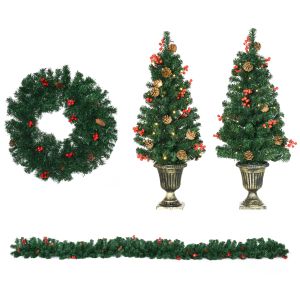 Decoraciones navideñas PVC, abs color verde 40x40x90 cm homcom