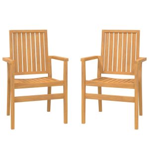vidaXL sillas de jardín apilables 2 uds madera de teca 56,5x57,5x91 cm