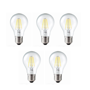 Pack x5 bombilla filamento LED regulable a60 6w E27 blanco cálido 2700k