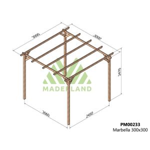 Pérgola de madera maciza - marbella 300x300cm (maderland)