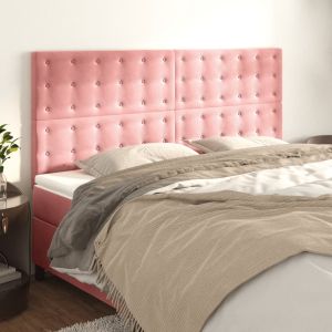 Cabeceros 4 unidades de terciopelo rosa 100x5x78/88 cm