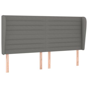 vidaXL cabecero con orejas de tela gris oscuro 183x23x118/128 cm