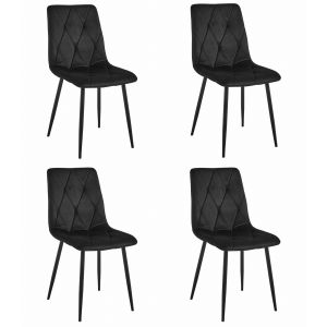 Valora sillas tyra terciopelo negro patas metálicas x4