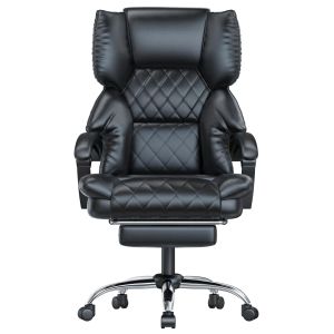 Silla de oficina ergonómica con reposapiés h02,negro