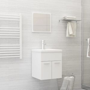 Conjunto de muebles de baño 2 pzas madera contrachapada blanco(sin lavabo)