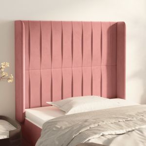 Cabecero con orejas de terciopelo rosa 93x16x118/128 cm eso4277