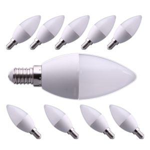 10x bombilla LED e14, tipo vela, c37 de 7w, blanco frío 6000k