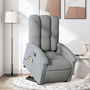 Sillón de masaje reclinable de pie de tela gris claro qweo1775