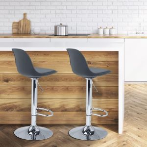 Taburetes de bar ajustables de pu gris - lote de 2