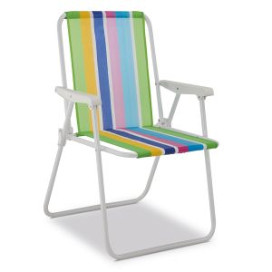 Silla alta de playa de aluminio - de rayas
