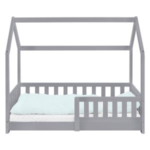Cuna con protección anticaída 140x70cm gris claro ecd germany