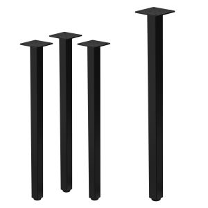 Set 4x patas de mesa 72 cm regulables de acero 4x4 cm negro brillante