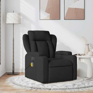 Sillón reclinable de masaje de tela negro qweo1745