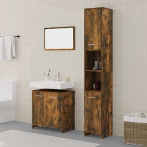 Set de muebles baño 3 pzas madera contrachapada roble ahumado esb3752