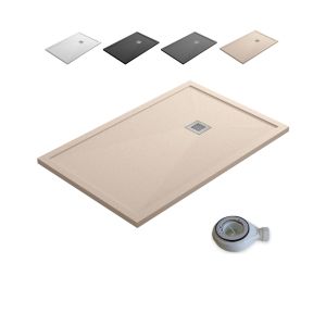 Plato ducha con borde valvula y rejilla | beige | 90 x 90 cm