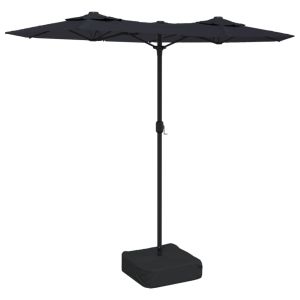vidaXL sombrilla doble de jardín con luces LED negro 316x145 cm